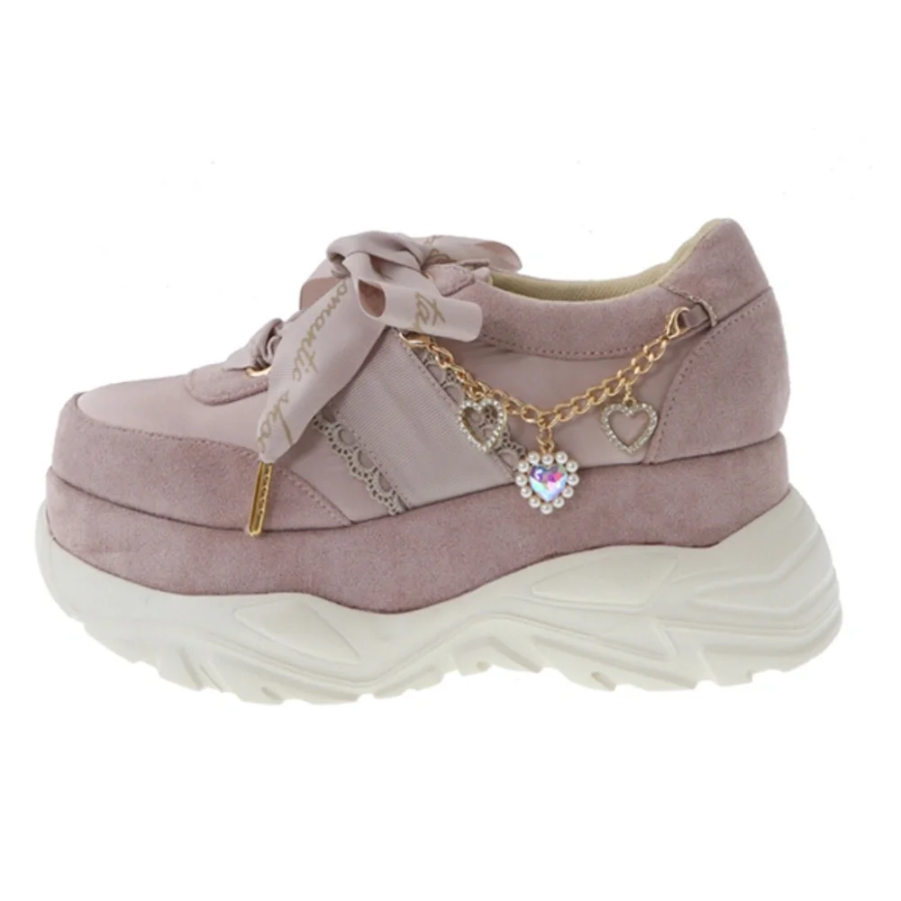 Liz Lisa Pink Side Charm Platform Sneakers Ribbon Lolita Kawaii Jeweled Jfashion - Picture 2 of 16